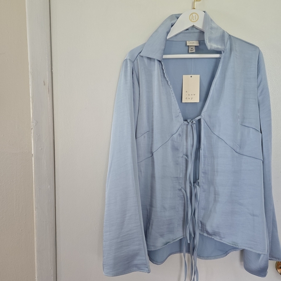 A New Day Sky Blue Tie-Front Top - Picture 2 of 5